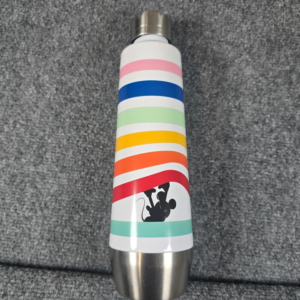 Disney Mickey Mouse Rainbow Stripe Insulated Water Bottle Stainless Steel
